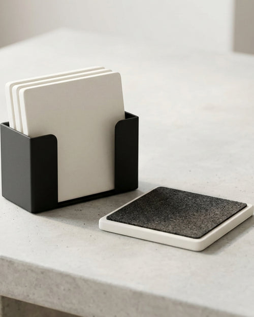 Ywjnp Arcstone Unglazed Ceramic Coasters 4 in Set of 4 - Lifestyle view