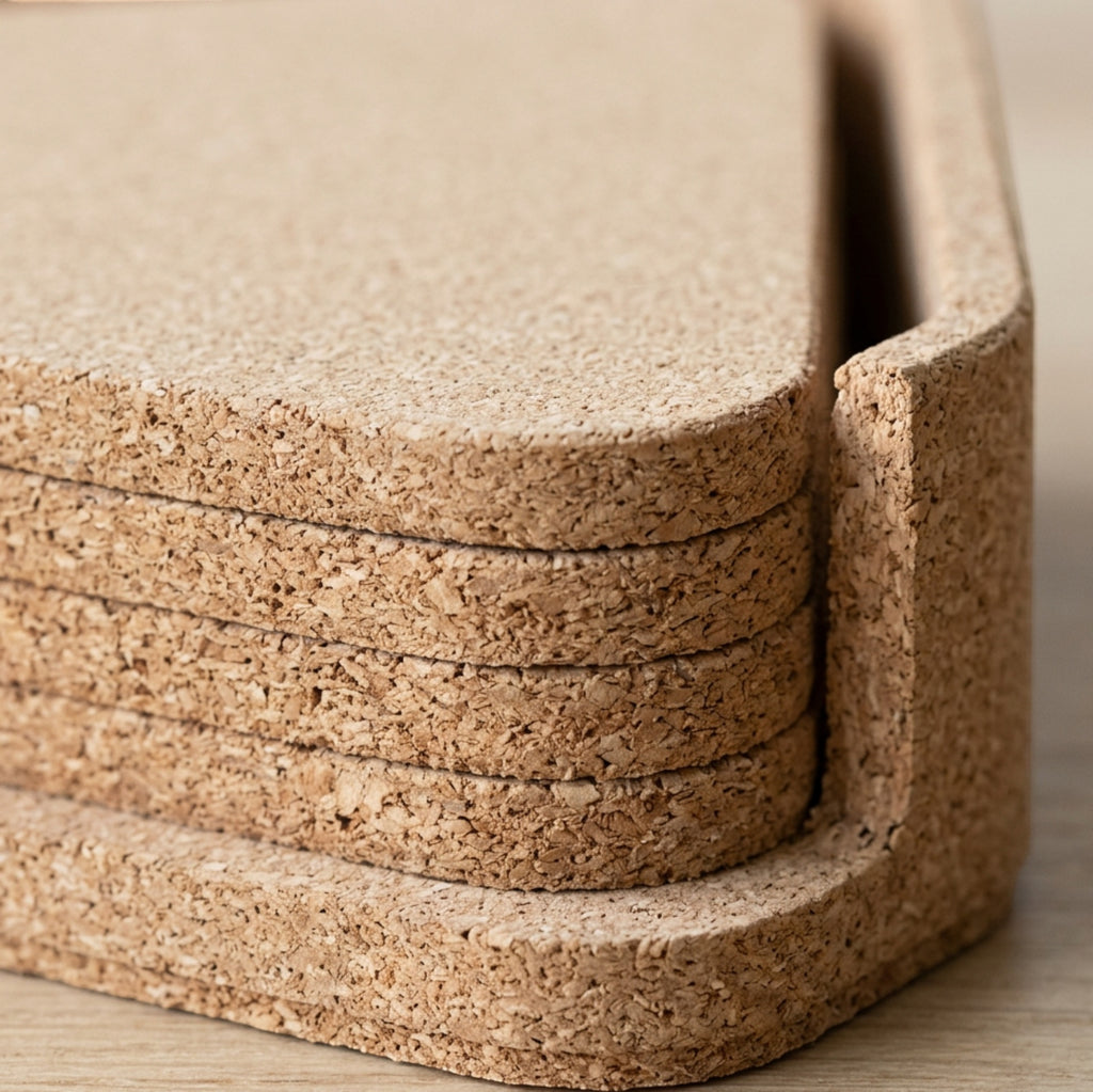 Ywjnp Linegrain Natural Cork Coasters 4 in Set of 8 - Detail view