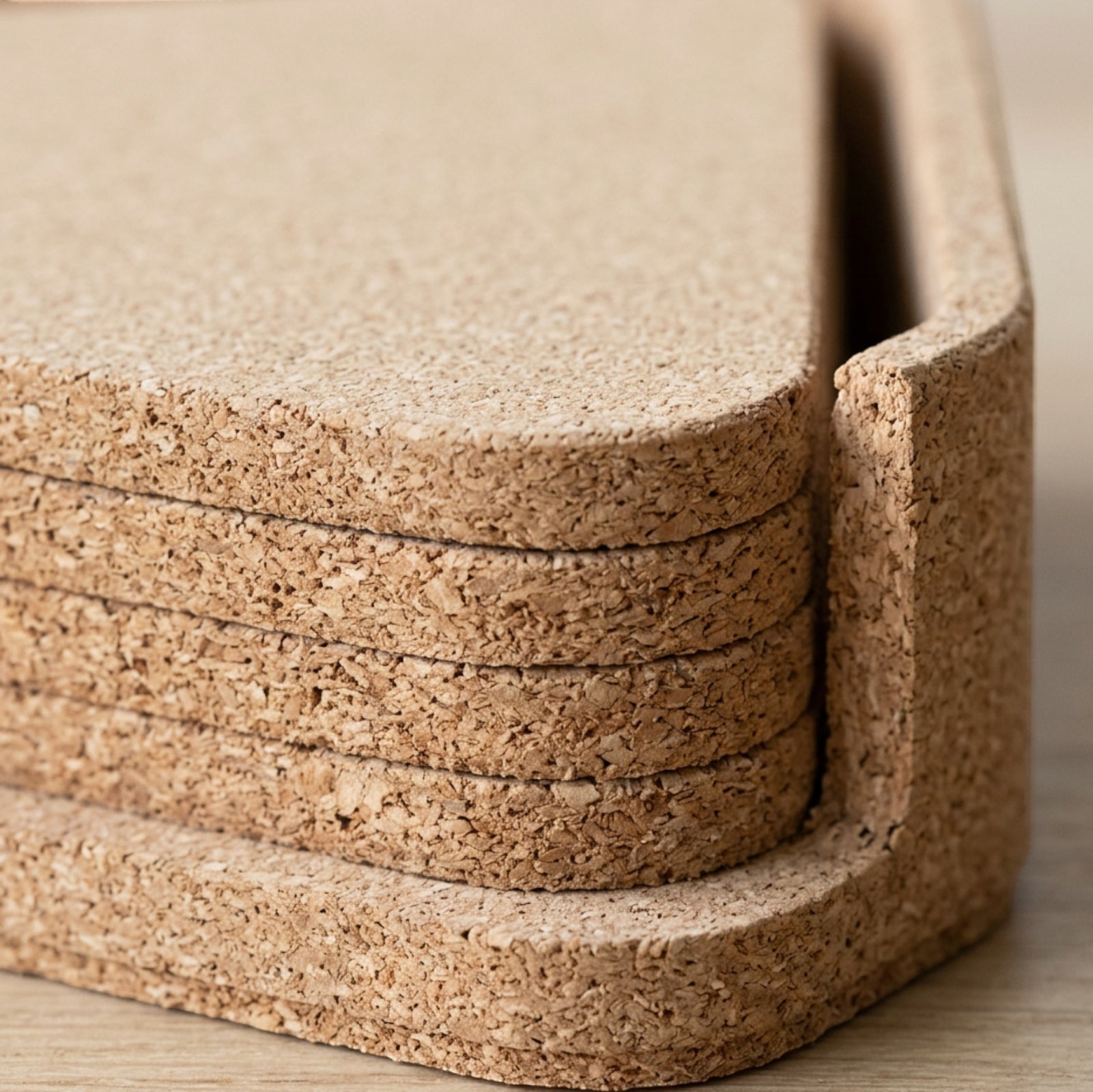 Ywjnp Linegrain Natural Cork Coasters 4 in Set of 8 - Detail view