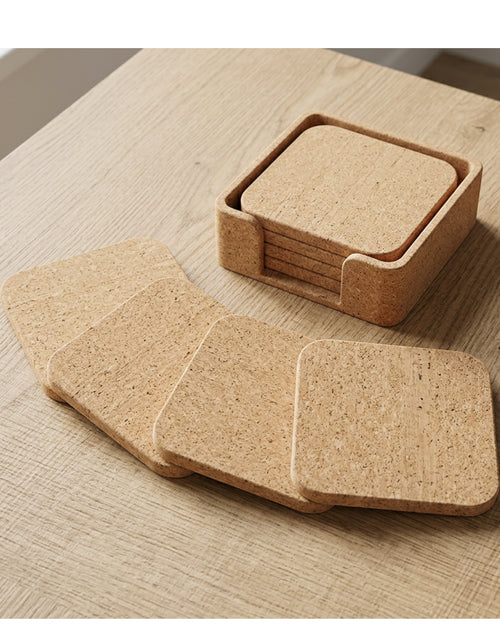 Ywjnp Linegrain Natural Cork Coasters 4 in Set of 8 - Lifestyle view