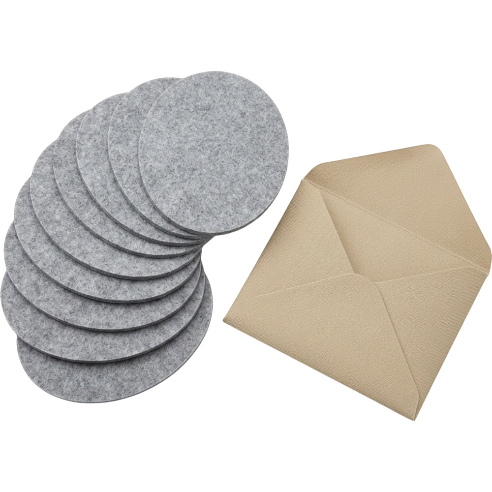 Ywjnp Oval Polyester Felt Coasters Eight Piece Fog Gray - Product view